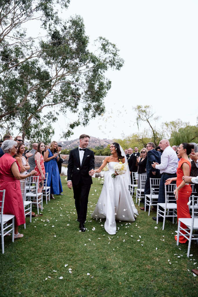 Outdoor wedding ceremony venue photos at Flowerdale Estate, Victoria, wedding photography by Alegria Photo and Film.