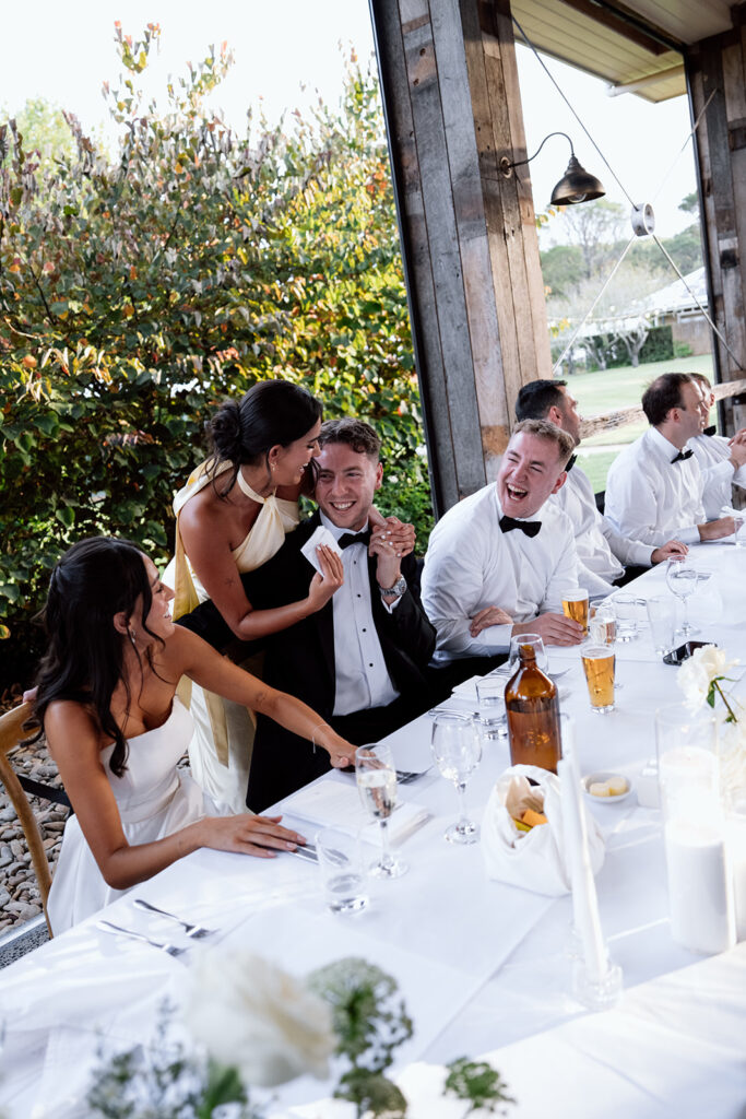 Outdoor wedding ceremony venue reception photos at Flowerdale Estate, Victoria, wedding photography by Alegria Photo and Film.
